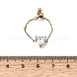 Bagues de chaîne ajustables en acier inoxydable 304 serties de zirconiums cubiques&nbsp;RJEW-P189-01D-G