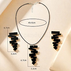 Halskette mit Anhänger und Ohrstecker aus Acryl mit unregelmäßiger Geometrie und Kunstlederband&nbsp;FS-WGB043E-01