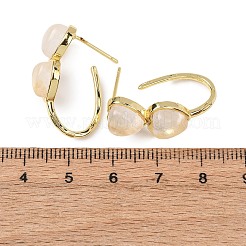Pendientes de botón de cristal de cuarzo natural con forma de corazón para San Valentín&nbsp;EJEW-T053-01G-08
