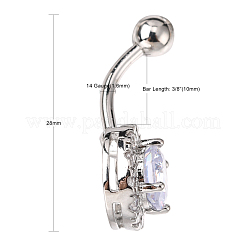 Piercing schmuck messing platiniert rund zirkonia bauchnabelring bauchnabelring&nbsp;AJEW-EE0001-104A