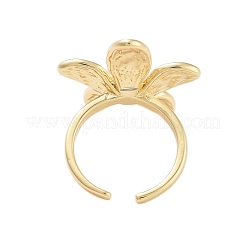 Offene Manschettenringe aus Messing mit Blumenmuster für Damen&nbsp;RJEW-B064-18G-01
