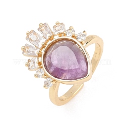 Fingerringe aus Messing mit natürlichem Amethyst&nbsp;GG-CBACC2B-07G-07
