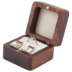 Boîtes de rangement en bois pour bagues à 2 compartiment&nbsp;CON-WH0089-110A