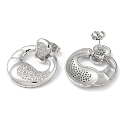 Boucles d'oreilles pendantes doubles en laiton de maïs avec zircone cubique&nbsp;EJEW-G373-02P