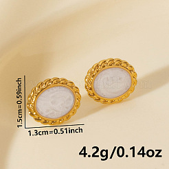 Pendientes minimalistas ovalados de acero inoxidable&nbsp;XI8505-2