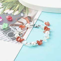 Braccialetto di perline di chip di agata naturale per le donne della ragazza&nbsp;X1-BJEW-TA00019-01