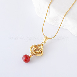 3 collana con triplo anello in acciaio inossidabile in stile francese con ciondolo rotondo rosso per donna&nbsp;DT9932