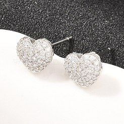 Messing Micro Pave klare Zirkonia Ohrstecker&nbsp;EJEW-G471-31P-03