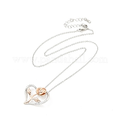 Klares Zirkonia-Herz mit Rosenanhänger-Halskette&nbsp;LS-NJEW-F293-01D-RG