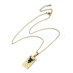 Colliers rectangulaires en acier inoxydable 304 émaillé noir avec pendentif constellation&nbsp;LS-NJEW-I128-01K