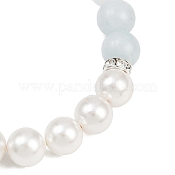 Pulseras elásticas de cuentas redondas de aguamarina natural para mujer&nbsp;BJEW-JB12397