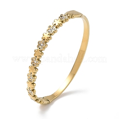 Bracciali rigidi da donna in acciaio inossidabile 304 con strass e chiusura a cerniera.&nbsp;BJEW-Z178-02G