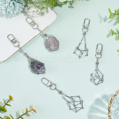 6 pièce 3 styles en acier inoxydable tressé chaîne macramé pochette vide support de pierre pendentif décorations&nbsp;HJEW-SC0003-05