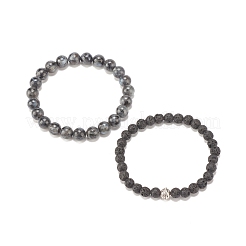 Ensemble de bracelets extensibles en pierre naturelle et pierre de lave 2pcs 2 styles&nbsp;BJEW-JB08193