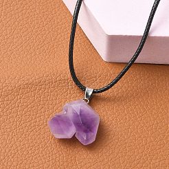 Natürlichen Amethyst Anhänger Halsketten&nbsp;NJEW-E146-01