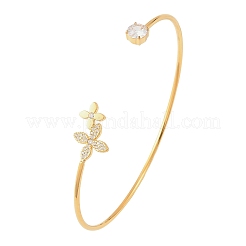 Braccialetti polsino in acciaio inossidabile 304 con micro pavé di zirconi cubici trasparenti&nbsp;SA-C001-02B-G