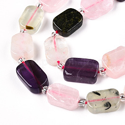 Natürliche Rosenquarz & Prehnit & Quarzkristall & Amethyst Perlenstränge&nbsp;G-C098-A24-01