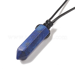 Collana con pendente a proiettile in lapislazzuli naturale con cordini cerati per donna&nbsp;NJEW-M196-02E