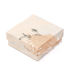 Boîtes à bijoux carrées en carton imprimées de peinture à l'huile florale&nbsp;CBOX-A010-01A-07