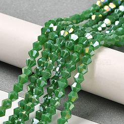 Brins de perles de verre galvanisées de couleur unie opaque&nbsp;GLAA-F029-P4mm-A08