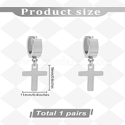 2 paio di orecchini a cerchio con croce in acciaio inossidabile 304 per donna&nbsp;EJEW-LP0001-12P