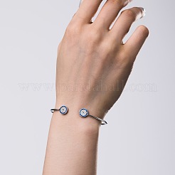 Armreife mit rhodiniertem Böse Augen-Sterlingsilber und Mikropflaster aus Zirkonia für Damen&nbsp;BJEW-C062-06P