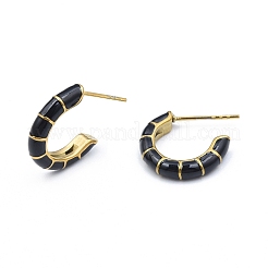 Boucles d'oreilles en forme de C en émail&nbsp;EJEW-N052-05E