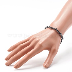 Braccialetto di perline di ossidiana con fiocco di neve naturale per donna ragazza&nbsp;BJEW-JB06748-05