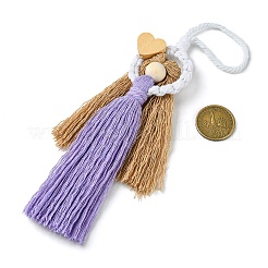 Ornamenti appesi fatti a mano in cotone macramè con angelo&nbsp;HJEW-JM02711-03