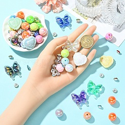 40 pièce de perles acryliques irisées arc-en-ciel plaquées UV de formes mixtes&nbsp;DIY-YW0017-03