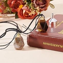 DIY-Kits zur Herstellung von Halsketten mit achteckigem Parfümflaschenanhänger aus natürlichem Tigerauge und indischem Achat&nbsp;DIY-GA0007-76