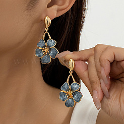 Pendientes colgantes de aleación de flores y esmalte&nbsp;FS-WG52550-01