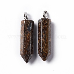 Spitze Anhänger mit zwei Enden aus natürlichem Bronzit&nbsp;G-G926-01P-14