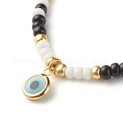 Braccialetto fortunato di protezione del piccolo fascino del lampwork del malocchio rotondo piatto&nbsp;BJEW-JB07232
