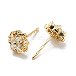 Boucles d'oreilles en laiton avec zircone cubique transparente&nbsp;EJEW-B035-01KCG