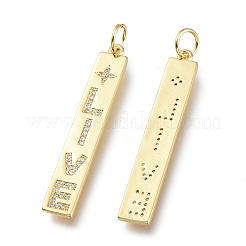 Pendenti in zirconi cubici trasparenti in micro pavè di ottone&nbsp;ZIRC-I048-10G