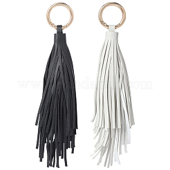 2 Stück 2-Farben-Pu-Leder-Quasten-Anhänger-Schlüsselanhänger&nbsp;FIND-CL0001-88C