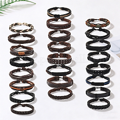 Juego de 24 pulsera de cordón de cuero sintético trenzado ajustable de 24 estilos para hombre.&nbsp;BJEW-WH20009-25