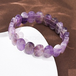 Braccialetti elastici con perline sfaccettate in ametista naturale per donna&nbsp;BJEW-K251-07F