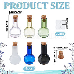 6 Stück 6 Farben Mini-Glasflaschen mit hohem Borosilikatgehalt&nbsp;BOTT-DR0001-02