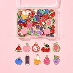 60 Stück 15 Stile Obstlegierung Emaille Charms&nbsp;FIND-FS0004-66