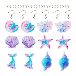 DIY-Schmucksets für baumelnde Ohrringe aus Acryl und Edelstahl mit Meeresmotiven&nbsp;DIY-TA0010-53