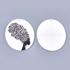 Gros pendentifs en bois imprimés&nbsp;WOOD-S050-09C