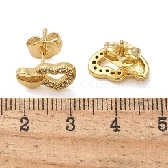 Valentinstag Herz Ohrstecker Messing Micro Pave klare Zirkonia&nbsp;EJEW-D305-22G-03