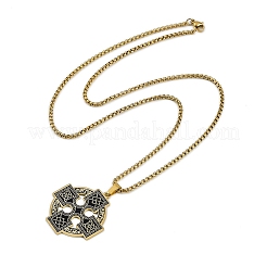 Collar con colgante de cruz de nudo gótico de acero inoxidable 201&nbsp;LS-NJEW-M010-05G
