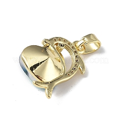Pendenti in vero ottone placcato in oro 18k placcato in cremagliera con micro pavé di zirconi cubici trasparenti&nbsp;KK-C015-22G-01