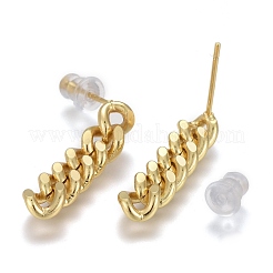 Aretes de latón con cadena de bordillo&nbsp;EJEW-F260-07B-G