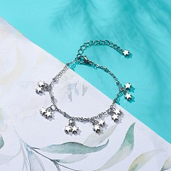 Bracciale con ciondolo a forma di stella in acciaio inossidabile 304 con catene satellitari per donna&nbsp;BJEW-JB08842