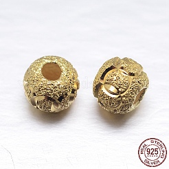 Rondelle placcate in vero oro 18k 925 perline testurizzate in argento sterling&nbsp;STER-M101-02-6mm
