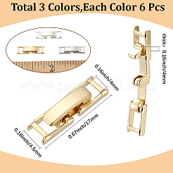 18 Stück umweltfreundliche Uhrenarmbandverschlüsse aus Messing in 3 Farben.&nbsp;KK-SC0007-54
